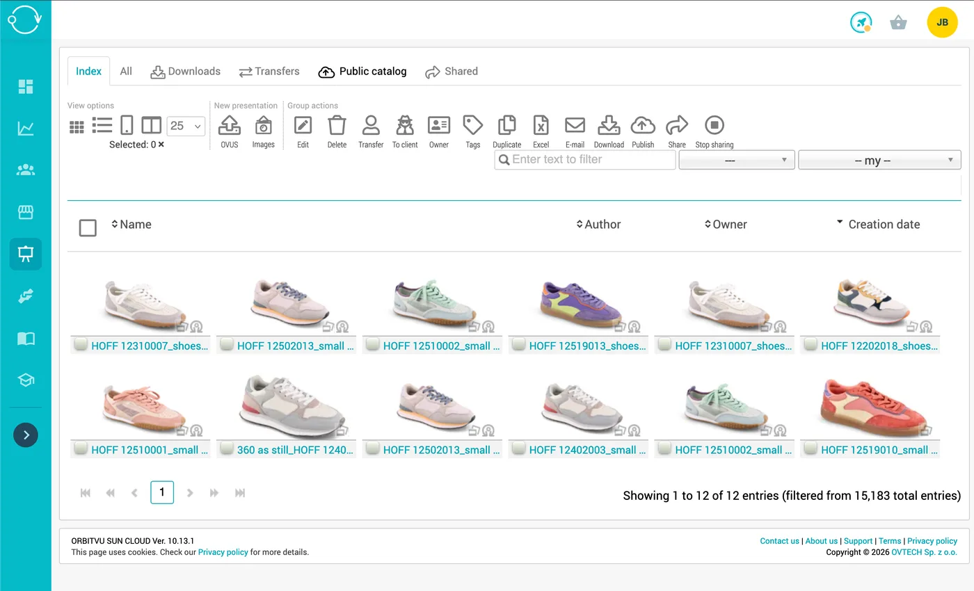 Exemplo de interface do catálogo de produtos