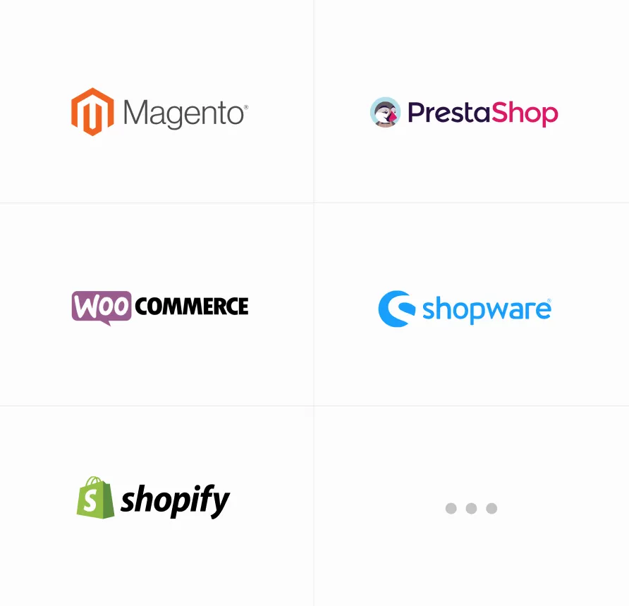Logos de integração de plataformas de e-commerce